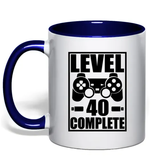 Чашка с цветной ручкой Game Level 40 complete Глубокий темно-синий фото