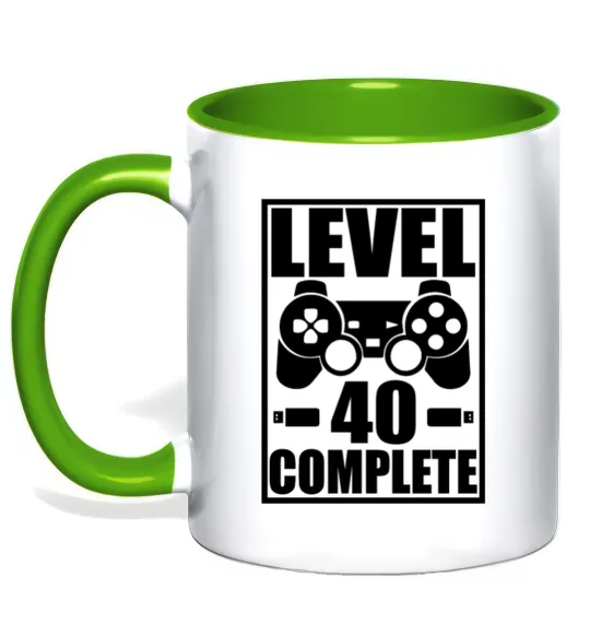 Чашка с цветной ручкой Game Level 40 complete Лаймовый фото