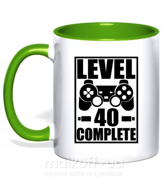 Чашка с цветной ручкой Game Level 40 complete Зеленый фото