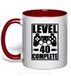 Чашка з кольоровою ручкою Game Level 40 complete Червоний фото