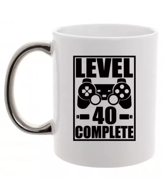 Чашка с цветной ручкой Game Level 40 complete Серебро фото