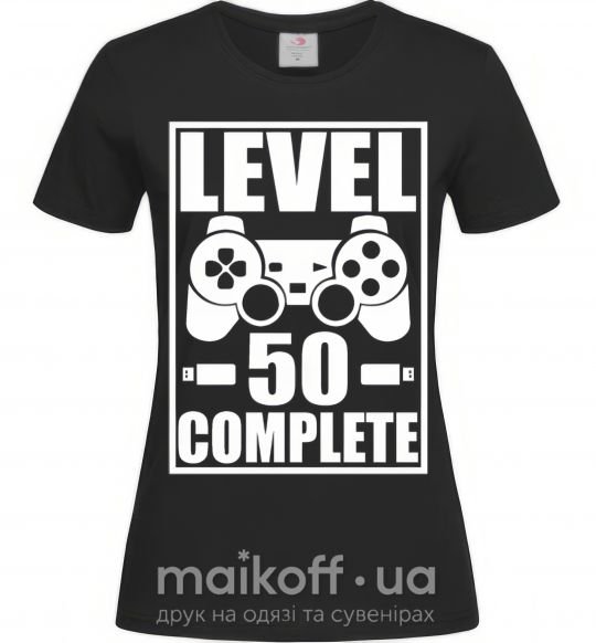 Жіноча футболка Level 50 complete Game Чорний фото