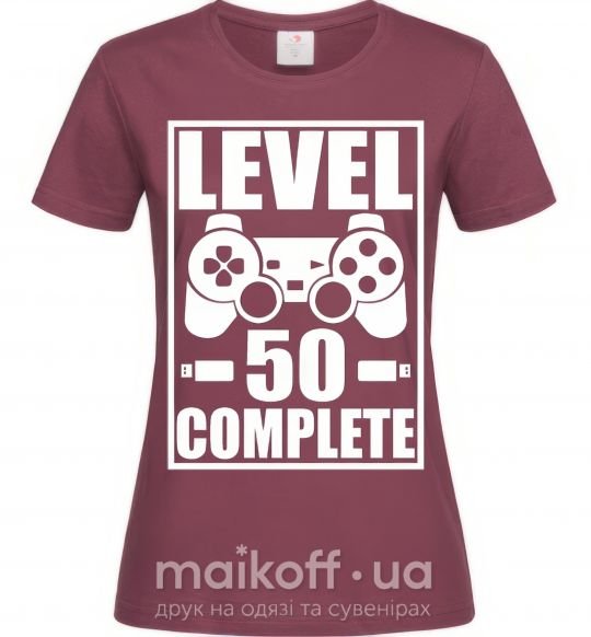 Жіноча футболка Level 50 complete Game Бордовий фото
