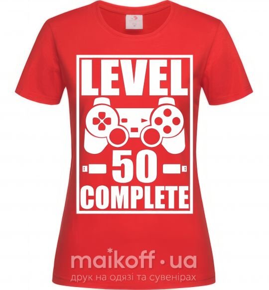 Жіноча футболка Level 50 complete Game Червоний фото