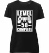 Жіноча преміум футболка Level 50 complete Game Чорний фото