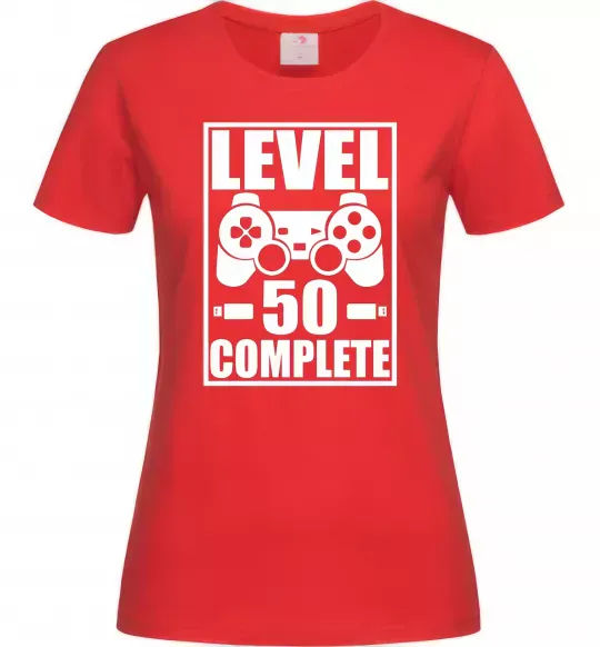Женская футболка Level 50 complete Game Красный фото