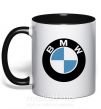 Чашка з кольоровою ручкою Logo BMW Чорний фото