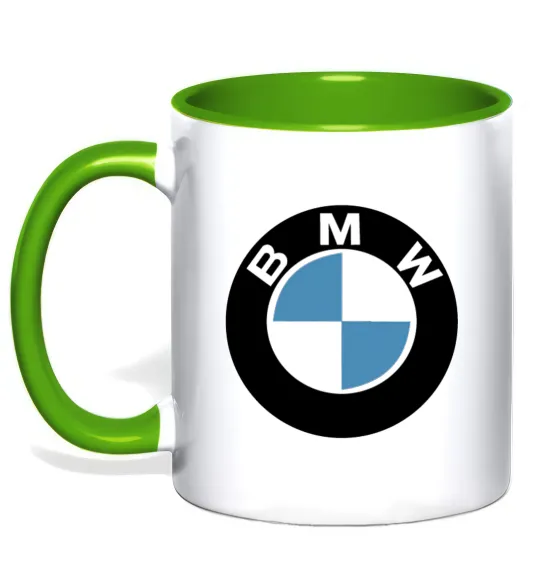 Чашка с цветной ручкой Logo BMW Лаймовый фото