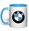Чашка з кольоровою ручкою Logo BMW Блакитний фото