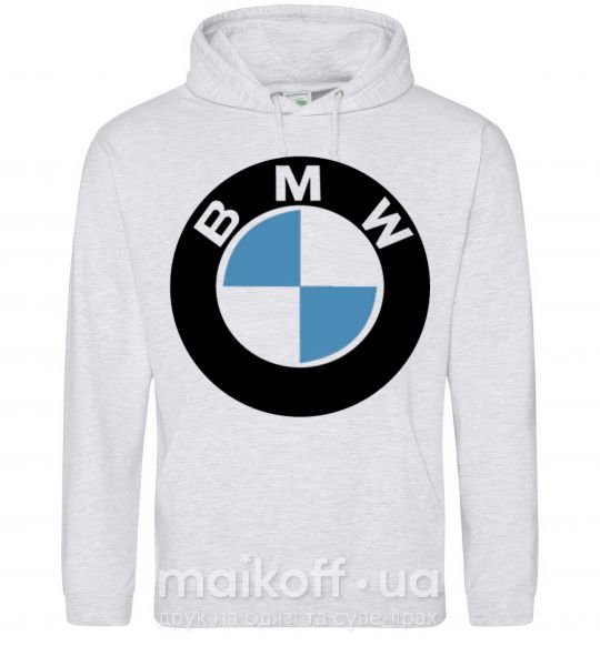 Мужская толстовка (худи) Logo BMW Серый меланж фото
