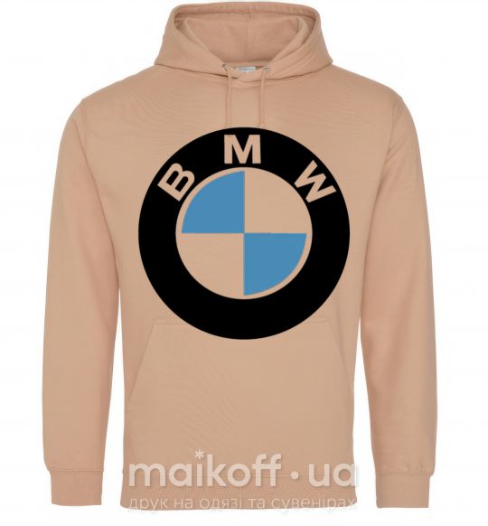 Мужская толстовка (худи) Logo BMW Песочный фото