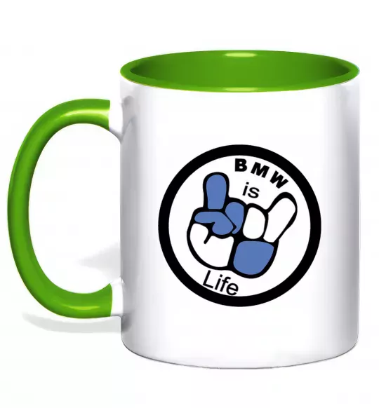 Чашка с цветной ручкой BMW is life Зеленый фото