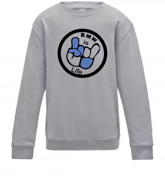 Детский Свитшот BMW is life Серый меланж фото