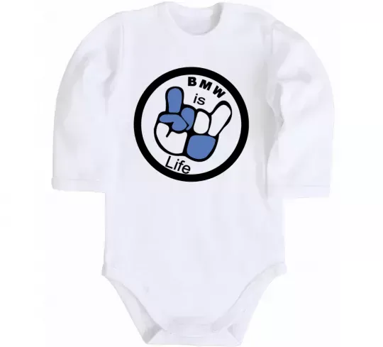 Детский боди BMW is life Белый фото