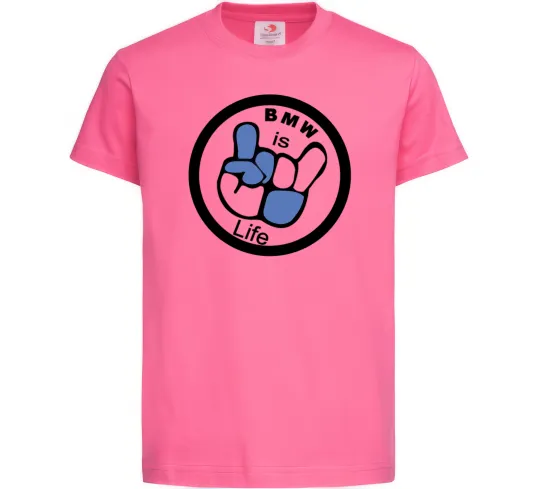 Дитяча футболка BMW is life Яскраво-рожевий фото