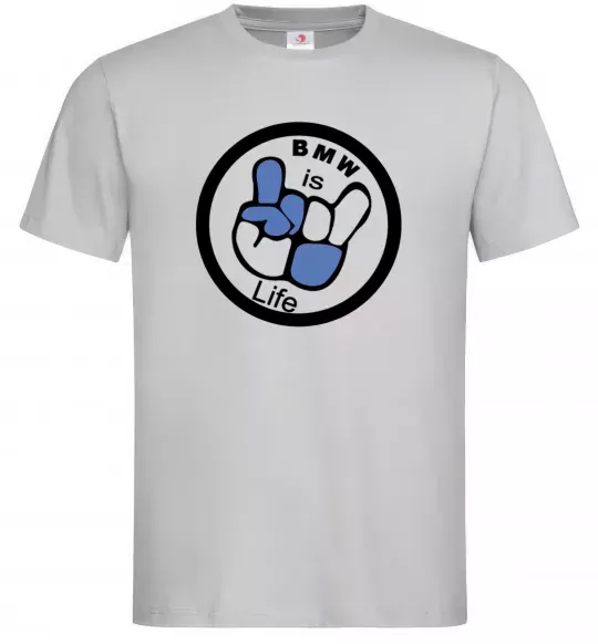 Чоловіча футболка BMW is life Сірий фото