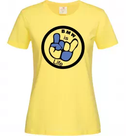 Женская футболка BMW is life Лимонный фото
