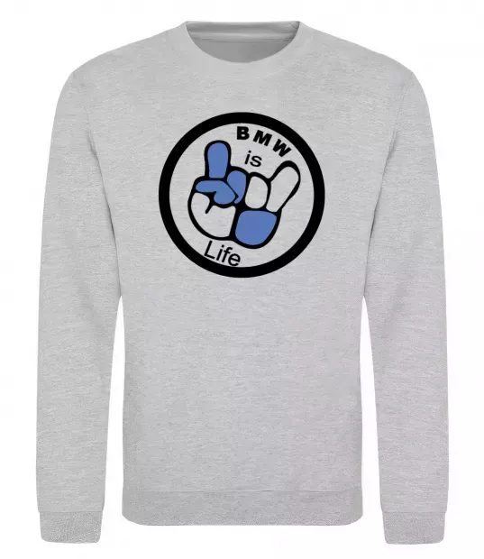 Світшот BMW is life Сірий меланж фото