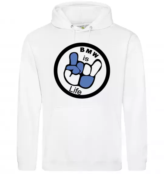 Мужская толстовка (худи) BMW is life Белый фото