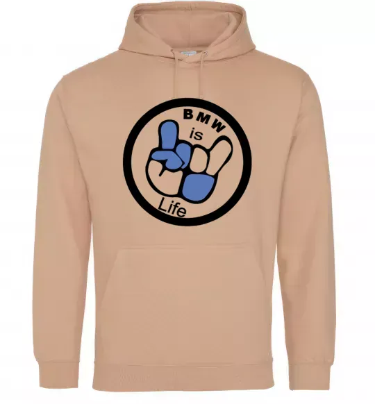 Мужская толстовка (худи) BMW is life Песочный фото