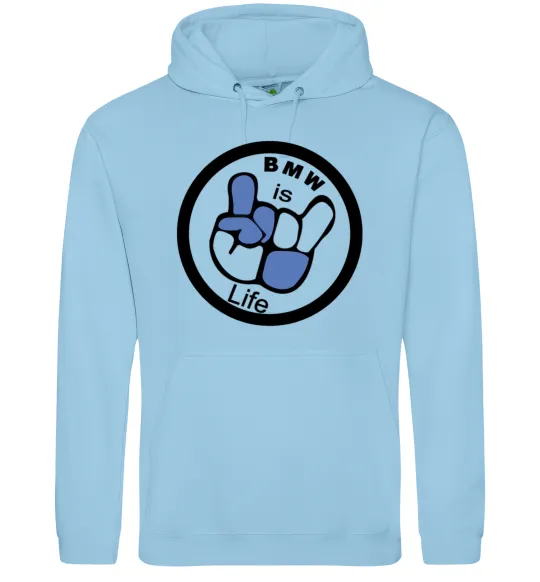 Чоловіча толстовка (худі) BMW is life Блакитний фото
