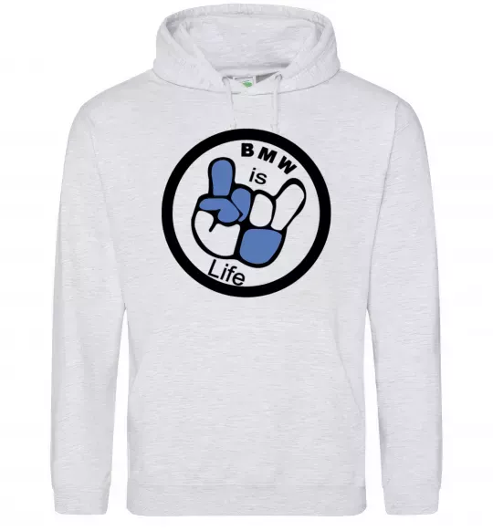 Женская толстовка (худи) BMW is life Серый меланж фото