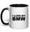 Чашка с цветной ручкой I love my BMW logo Черный Чашка с цветной ручкой I love my BMW logo Черный фото