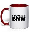 Чашка з кольоровою ручкою I love my BMW logo Червоний фото