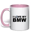 Чашка с цветной ручкой I love my BMW logo Нежно розовый Чашка с цветной ручкой I love my BMW logo Нежно розовый фото