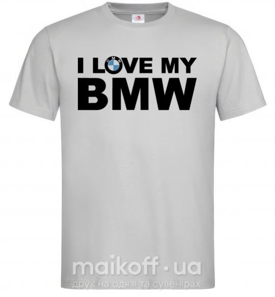 Мужская футболка I love my BMW logo Серый фото
