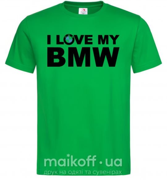 Мужская футболка I love my BMW logo Зеленый фото