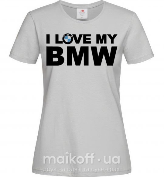 Жіноча футболка I love my BMW logo Сірий фото