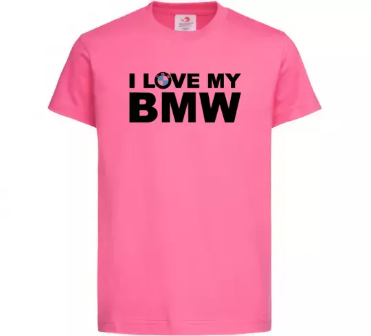 Детская футболка I love my BMW logo Ярко-розовый фото