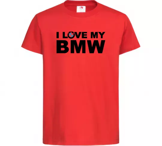 Детская футболка I love my BMW logo Красный фото