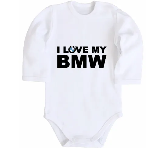 Дитячий бодік I love my BMW logo Білий фото