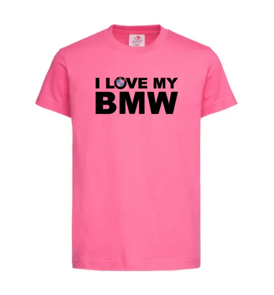 Дитяча футболка I love my BMW logo Яскраво-рожевий фото