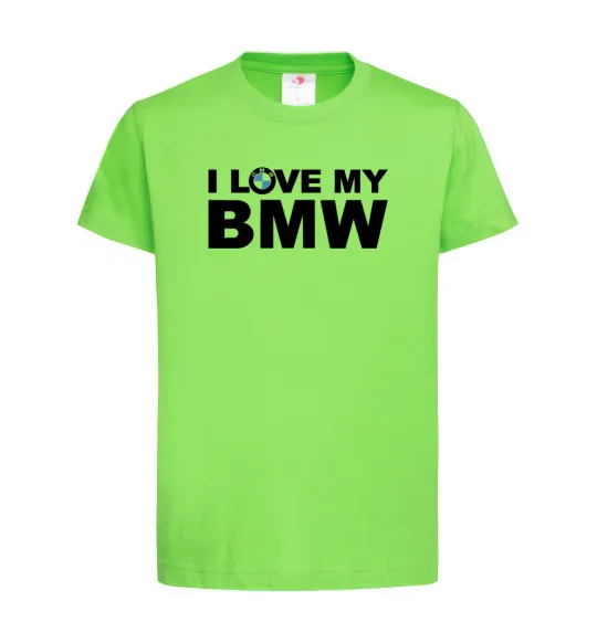 Дитяча футболка I love my BMW logo Лаймовий фото