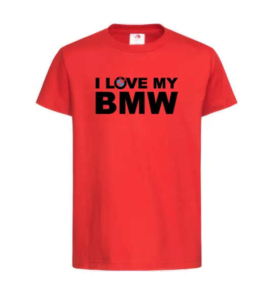 Дитяча футболка I love my BMW logo Червоний фото