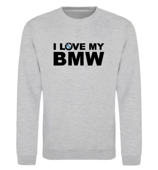Свитшот I love my BMW logo Серый меланж фото