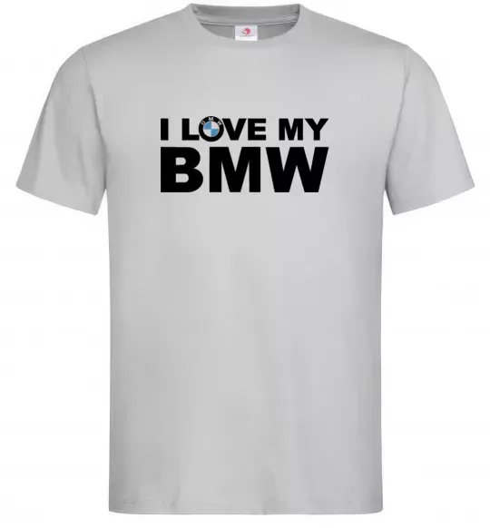 Чоловіча футболка I love my BMW logo Сірий фото