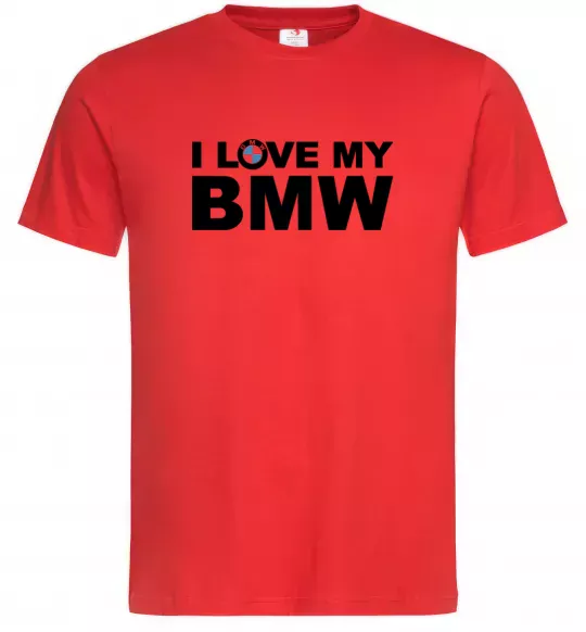 Чоловіча футболка I love my BMW logo Червоний фото