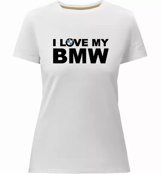 Жіноча преміум футболка I love my BMW logo Білий фото