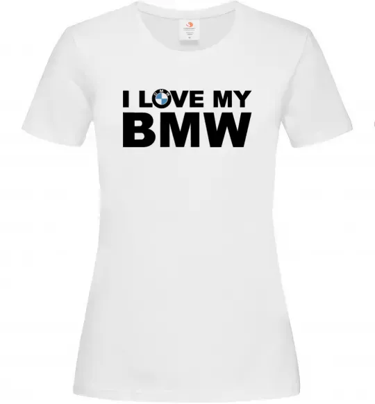 Женская футболка I love my BMW logo Белый фото