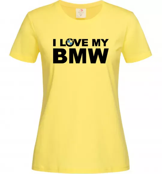 Женская футболка I love my BMW logo Лимонный фото