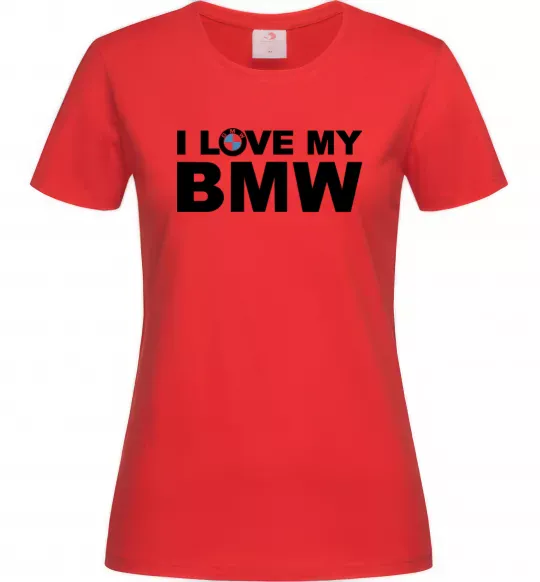Женская футболка I love my BMW logo Красный фото