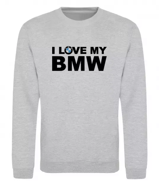 Світшот I love my BMW logo Сірий меланж фото