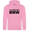 Мужская толстовка (худи) I love my BMW logo Розовый фото