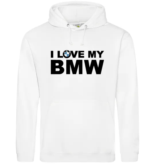 Мужская толстовка (худи) I love my BMW logo Белый фото