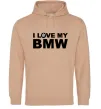 Мужская толстовка (худи) I love my BMW logo Песочный фото