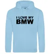 Мужская толстовка (худи) I love my BMW logo Голубой фото